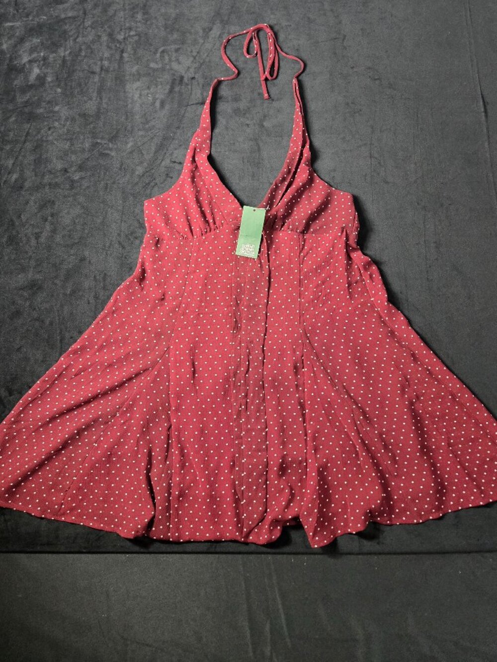Wild Fable Women's M Burgundy Polka Dot Halter Mini Dress NWT